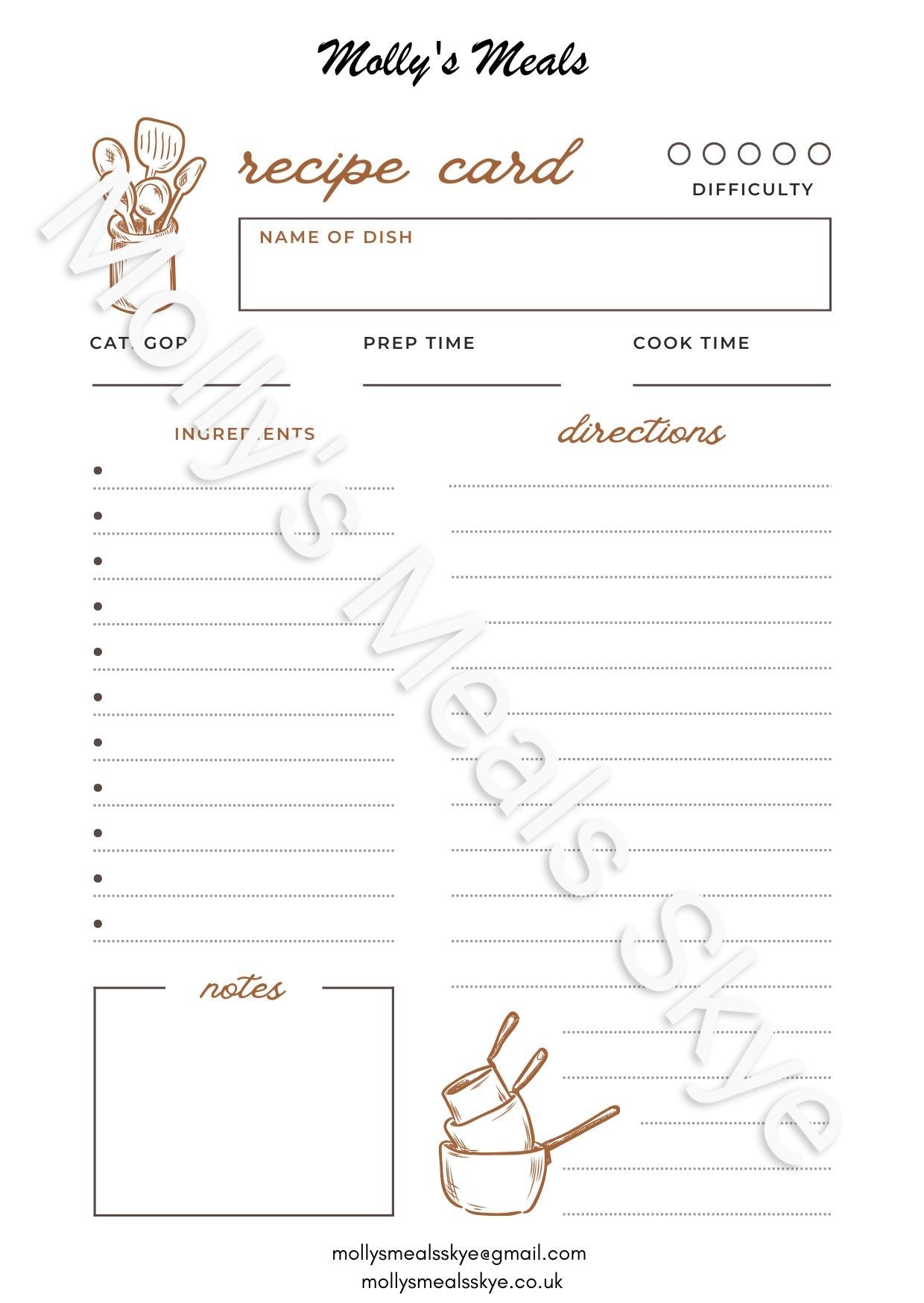 Printable Recipe Card