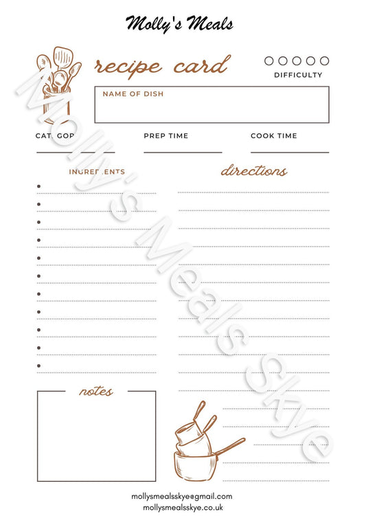 Printable Recipe Card